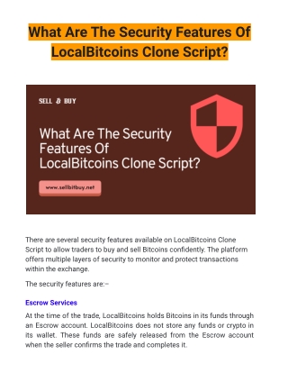 What Are The Security Features Of LocalBitcoins Clone Script?