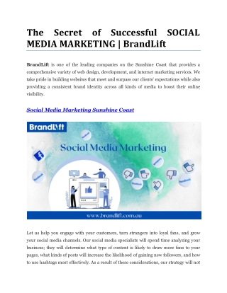 The Secret of Successful SOCIAL MEDIA MARKETING | BrandLift