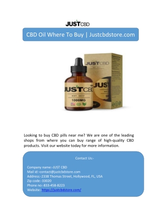 CBD Oil Where To Buy | Justcbdstore.com