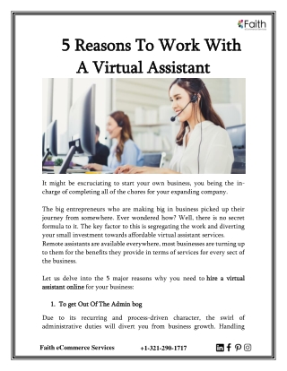 5 Reasons To Work With A Virtual Assistant