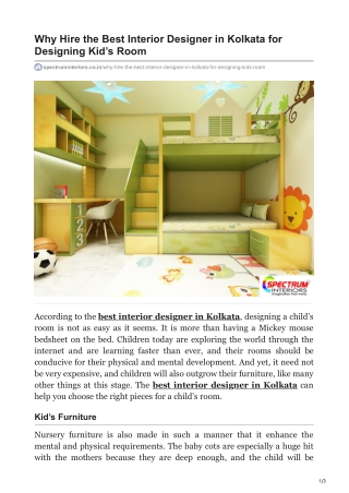 Why Hire the Best Interior Designer in Kolkata for Designing Kids Room