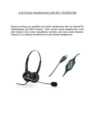 Call Center Headphones with Mic | DASSCOM