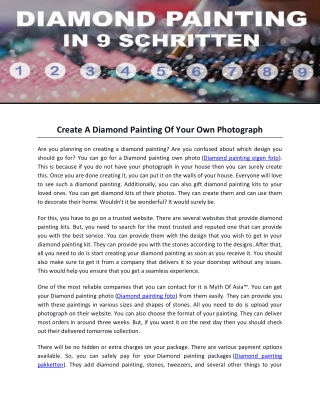 Create A Diamond Painting Of Your Own Photograph
