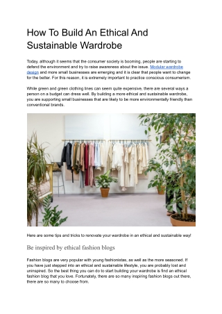 How To Build An Ethical And Sustainable Wardrobe