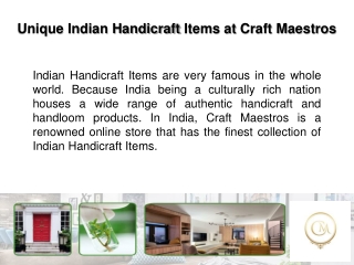 Buy Unique Indian Handicraft Items Online in India From Craft Maestros