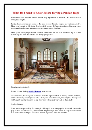 What Do I Need to Know Before Buying a Persian Rug