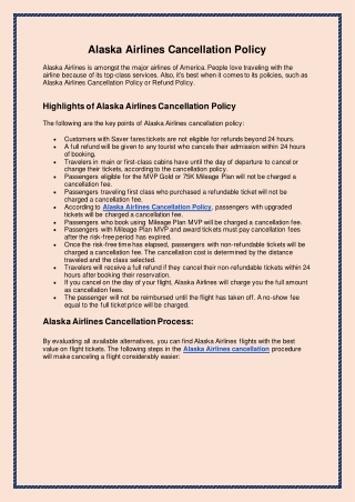 Alaska Airlines Cancellation Policy