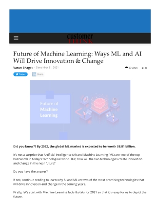 Future of Machine Learning: Ways ML and AI Will Drive Innovation & Change