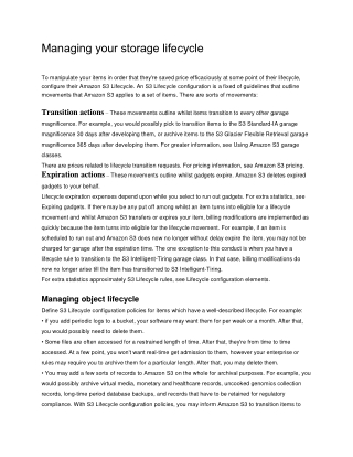 Managing your storage lifecycle