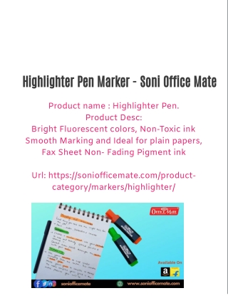 Highlighter Pen Marker - Soni Office Mate