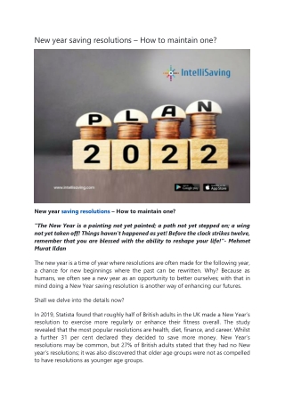 New year saving resolutions – How to maintain one?