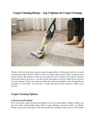 Carpet Cleaning Botany – Top 2 Options for Carpet Cleaning