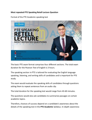 Most repeated PTE Speaking Retell Lecture question.