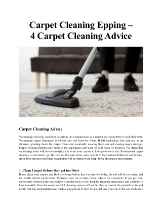 Carpet Cleaning Epping – 4 Carpet Cleaning Advice