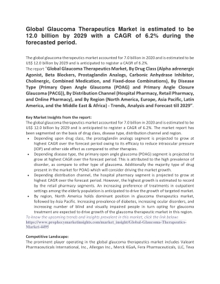 Global Glaucoma Therapeutics Market