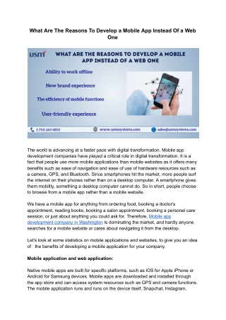 What are the reasons to develop a mobile app instead of a web one
