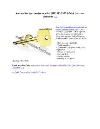 Automotive Norcross Locksmith