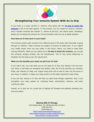 Strengthening Your Immune System With An Iv Drip