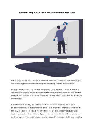 Reasons Why You Need A Website Maintenance Plan