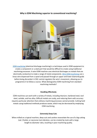 Why is EDM Machining Better than Traditional Machining?