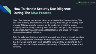 How To Handle Security Due Diligence During The M&A Process