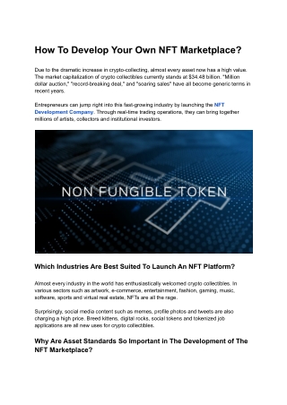 How to Develop Your Own NFT Marketplace