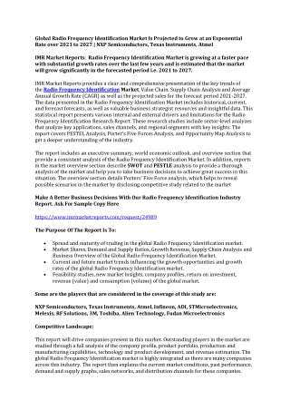 Global Radio Frequency Identification Market Is Projected to Grow at an Exponent