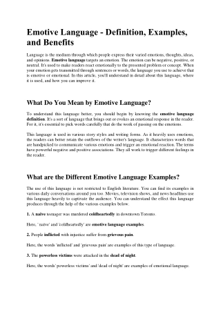 What Do You Mean by Emotive Language and How to Use It?