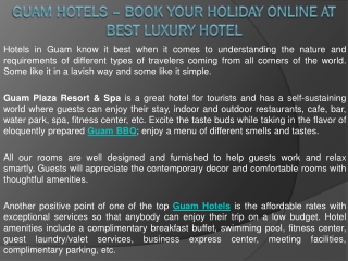 Guam Hotels – Book your Holiday Online at Best Luxury Hotel