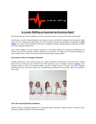 Is Locum Staffing as Important as Everyone Says