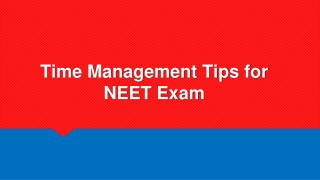 Time Management Tips for NEET Exam