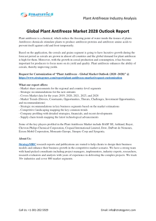 Plant Antifreeze Market Forecasts to 2028