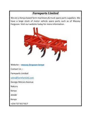 Massey Ferguson Spare Parts in Kenya  Farmparts