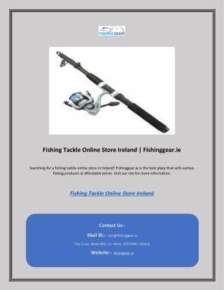 Fishing Tackle Online Store Ireland | Fishinggear.ie