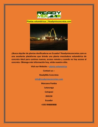 Plantas volumétricas  Readymixconcretos.com