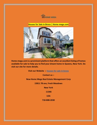 Houses for Sale in Bronx