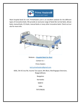 Hospital Beds for Rent | Primehealers.com