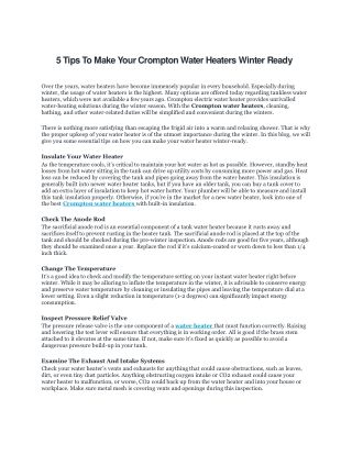 Crompton - 5 Tips To Make Your Crompton Water Heaters Winter-Ready