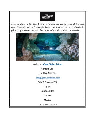 Cave Diving Tulum | GO DIVE MEXICO