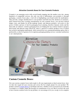 Attractive Cosmetic Boxes for Your Cosmetic Products