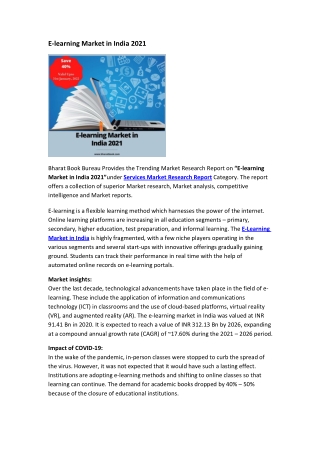 E-learning Market in India 2021
