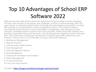 Top 10 Advantages of School ERP Software 2022