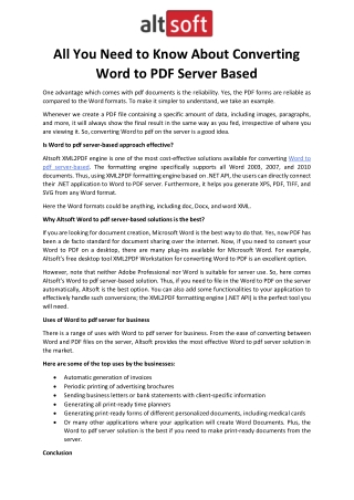 All You Need to Know About Converting Word to PDF Server Based