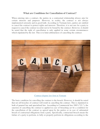 What are Conditions for Cancellation of Contract