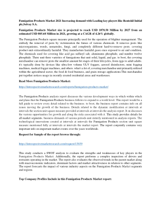 Fumigation Products Market 2021
