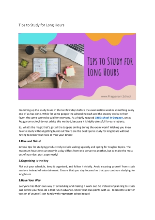 Tips to Study for Long Hours