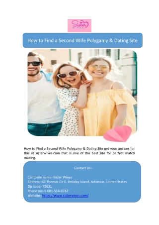 How to Find a Second Wife Polygamy & Dating Site