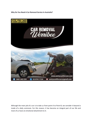 Why Do You Need A Car Removal Service In Australia?