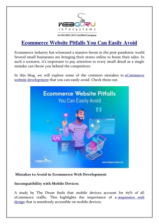 Ecommerce Website Pitfalls You Can Easily Avoid