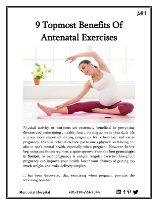 9 Topmost Benefits Of Antenatal Exercises